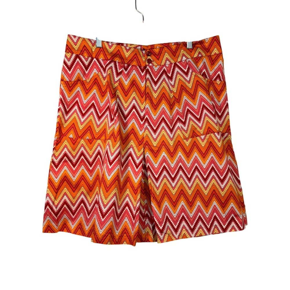 Restituta Red Pink Orange and Yellow Chevron Zigzag A Line Mini Skirt Size 1x